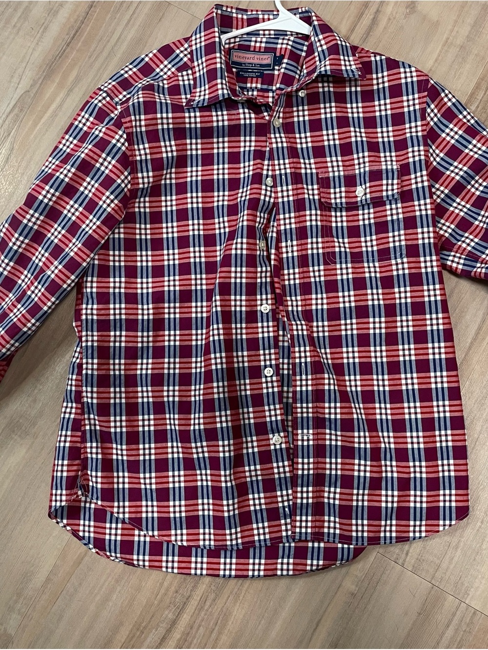 Vineyard Vines Red Navy Plaid Button-Down Shirt